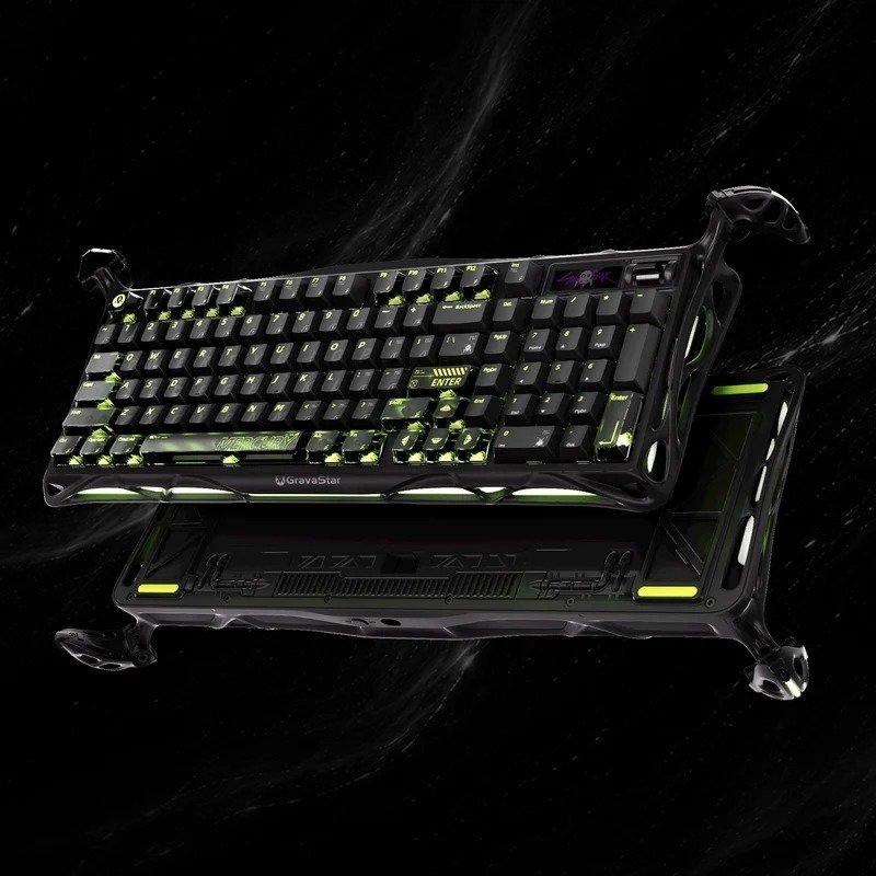 GravaStar K98 Pro Black keyboard exploded view showing its layers