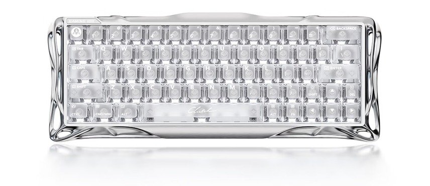 GravaStar V60 Pro Silver transparent keyboard top view