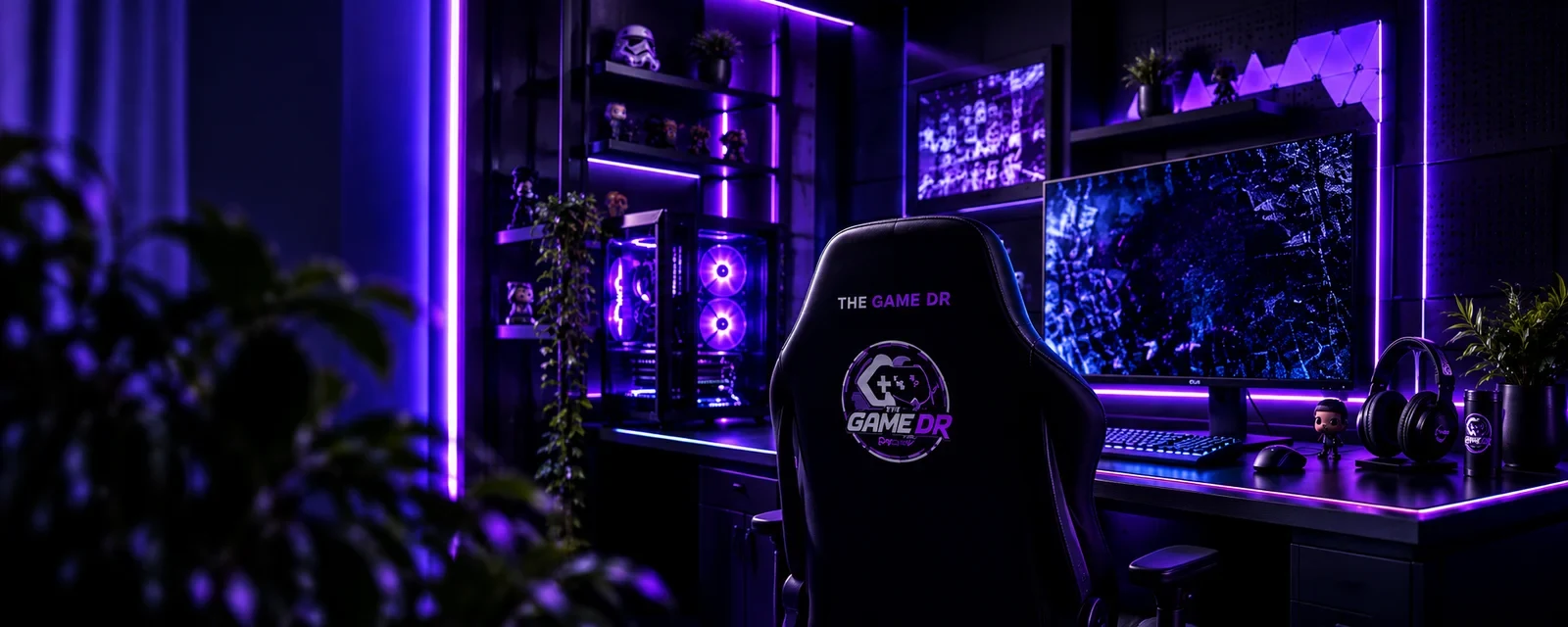 Premium purple Game DR gaming room setup