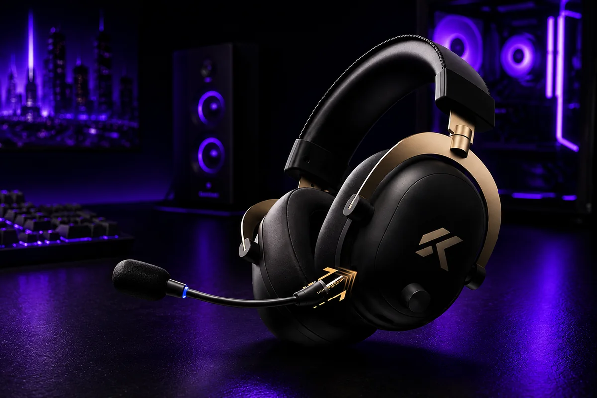 Premium gaming headset in purple Game DR gaming setup