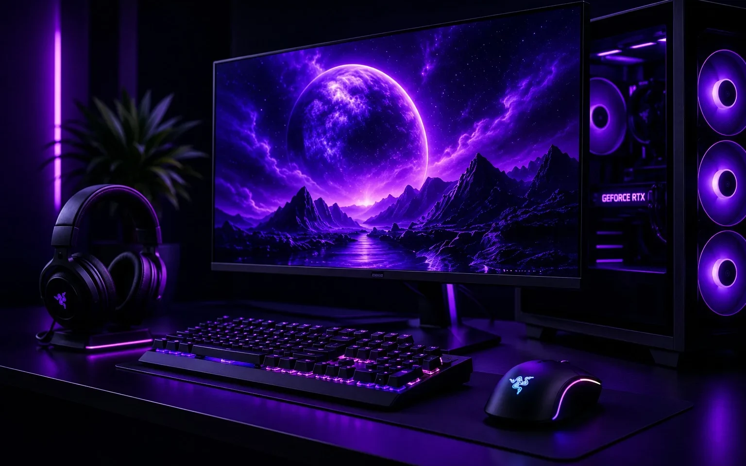 Premium purple gaming setup for The Game DR shop